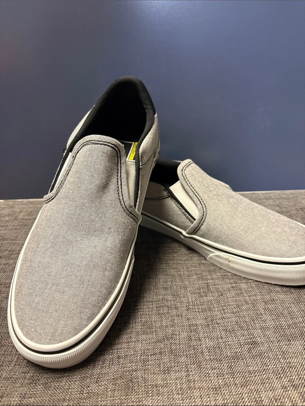 Men's Vans Shoes Size 8 Asher Deluxe Summer Canvas Black Slip On Sneakers grey
